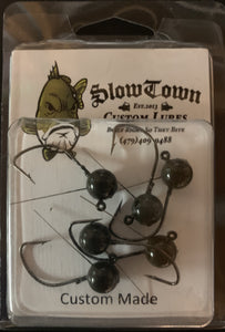 Round head jigs with wire weed guards